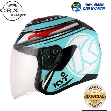 Jual Helm Kyt Kyoto Motif Aqua Blue Half Face Original Shopee