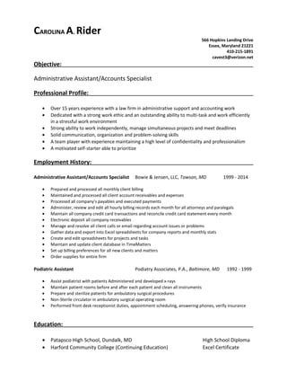 Carolina A Rider Resume 5 8 2015 PDF