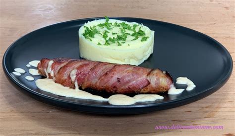 Filet de lieu noir en croûte de lard et crème de parmesan Les Délices