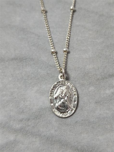 Tiny St Christopher Necklace 14k Gold Fill Sterling Silver Etsy