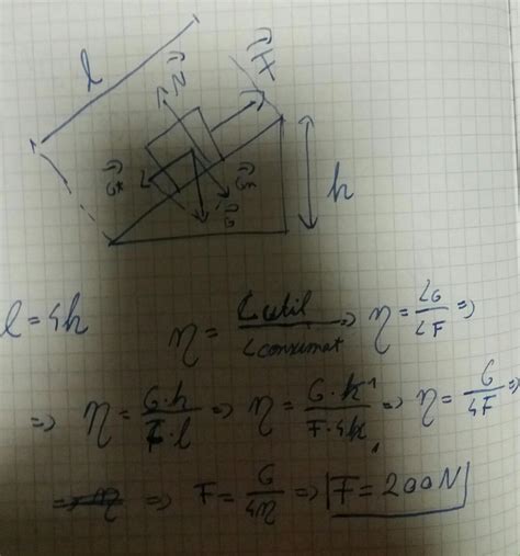 Un corp cu masa de 64 kg este urcat uniform pe un plan înclinat cu