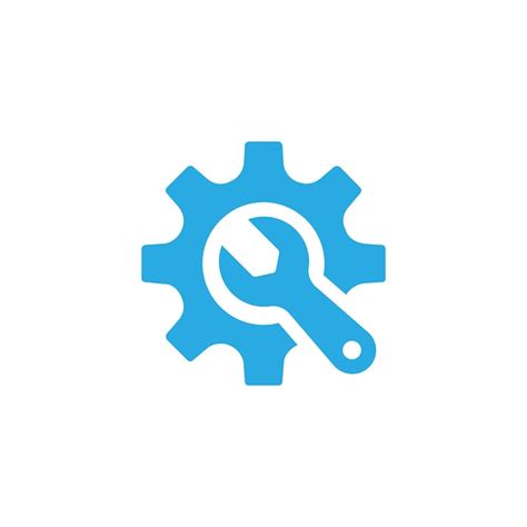 Premium Vector Blue Wrench And Gear Cogwheel Vector Icon In Trendy