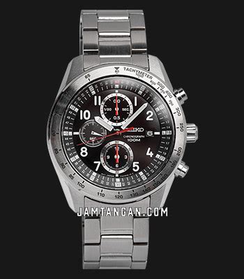 Seiko Chronograph SNDB59P1 Black Dial Stainless Steel Strap Jamtangan