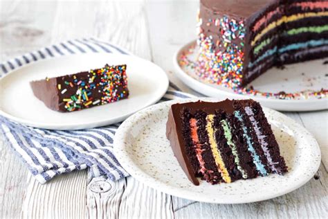 Chocolate Rainbow Cake - Living on Cookies