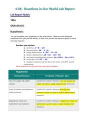 4 06 Reactions In Our World Rtf Doc 4 06 Reactions In Our World Lab