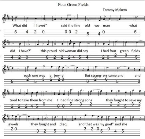 Four Green Fields Mandolin Tab - Tenor Banjo Tabs