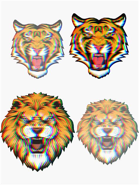 Trippy Tiger Lion Sticker For Sale By Designbygorilla Redbubble