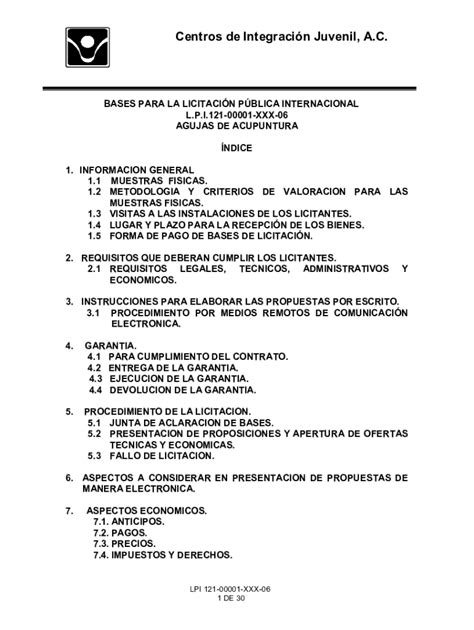 Fillable Online PDF BASES PARA LA LICITACIN PBLICA NACIONAL Centros