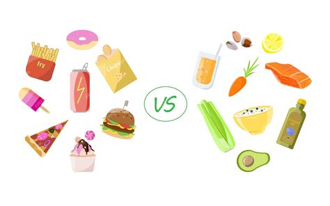 Premium Vector Healthy Vs Unhealthy Food Choice Between Good And Bad