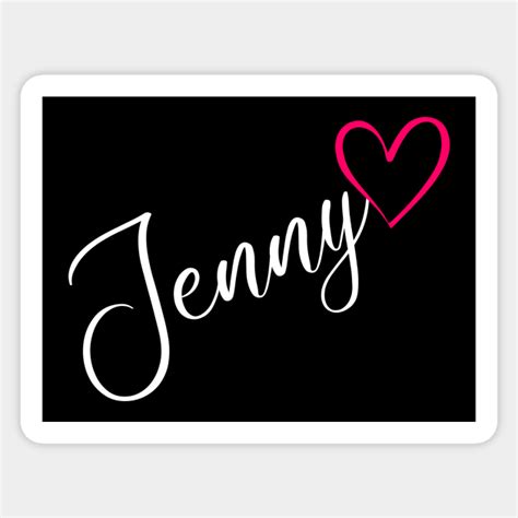 Jenny Name Calligraphy Pink Heart Jenny Name Sticker Teepublic