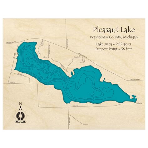 Pleasant Lake 3D Custom Wood Map – Lake Art LLC