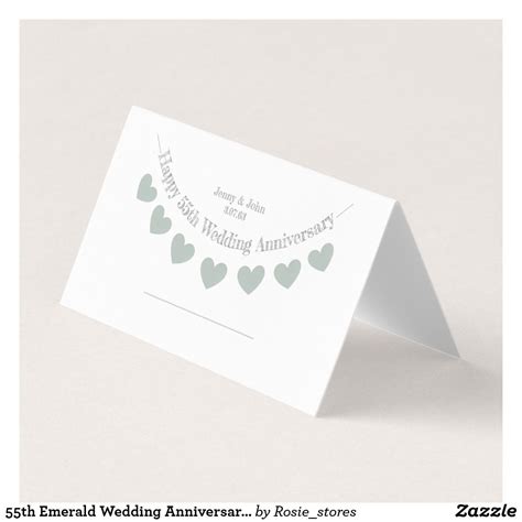 55th Emerald Wedding Anniversary Place Cards Zazzle Emerald Wedding