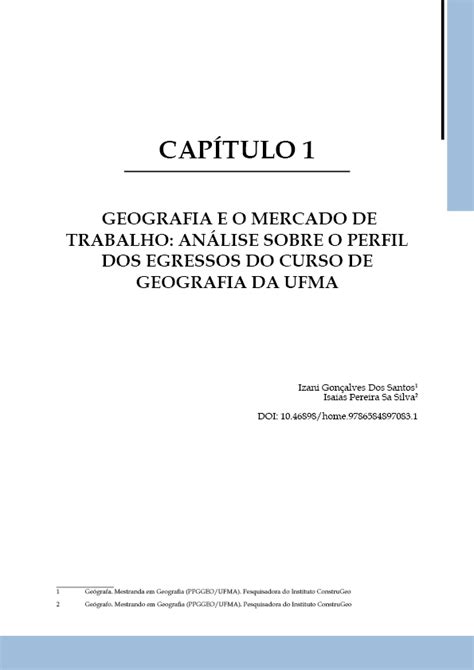 Geografia E O Mercado De Trabalho An Lise Sobre O Perfil Dos Egressos