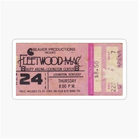 Fleetwood Mac Concert Ticket Sticker For Sale By Karlee Mathena