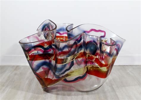 Contemporary Modern Massive Memphis Laurel Fyfe Slumped Art Glass Bowl 1980s At 1stdibs