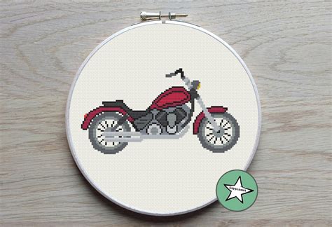 Cross Stitch Pattern Motorcycle Modern Cross Stitch Vintage