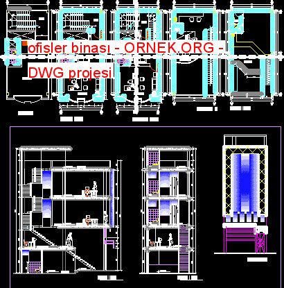 Ofisler Binas Dwg Projesi Autocad Projeler