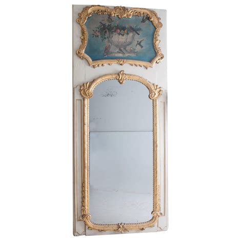 Antique French Louis Xv Style Gold Gilt Wood Trumeau Mirror With