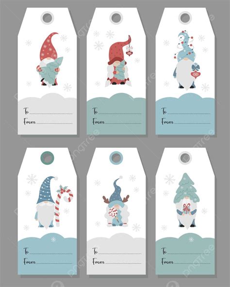 Christmas Gift Tags Card Labels With Cute Characters Scandinavian