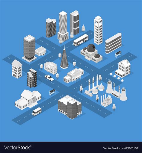 City Map Concept 3d Isometric View Royalty Free Vector Image