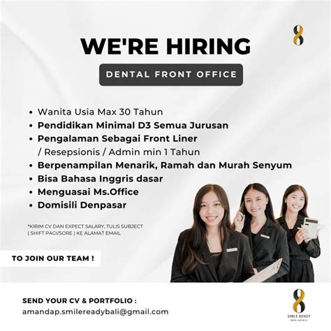 Lowongan Kerja Sebagai Dentist Dental Front Office Perawat Gigi Untuk