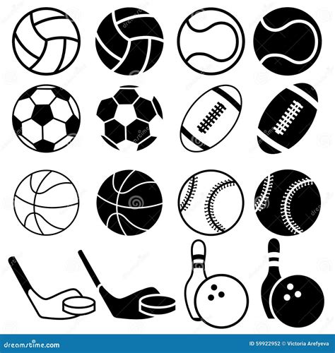 Sports Balls icons. stock illustration. Image of black - 59922952