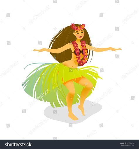 Illustration Hawaiian Hula Dancer Woman Dancing Stock Vector Royalty