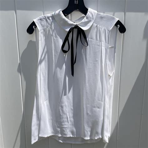 Zara White Blouse With Pussy Bow Tie Size Medium Depop