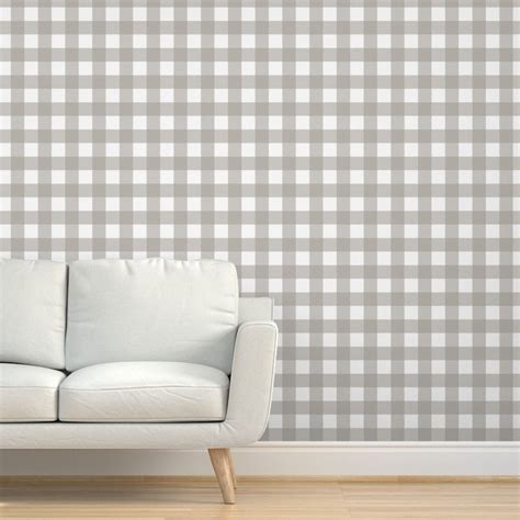 Grey Plaid Wallpaper Checkered In Grey By Willowlanetextiles Etsy