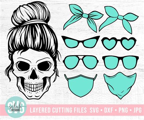 Layered Mom Skull Svg Bundle Messy Bun Skull Svg Mom Life Etsy