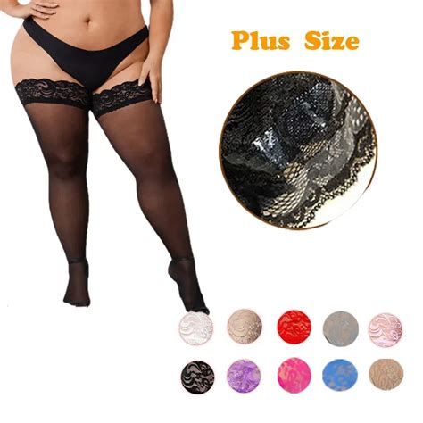 Sexy XXXL Plus Size Stocking Lace Knee Thigh High Stockings Lingerie Elastic Long Socks Clothing