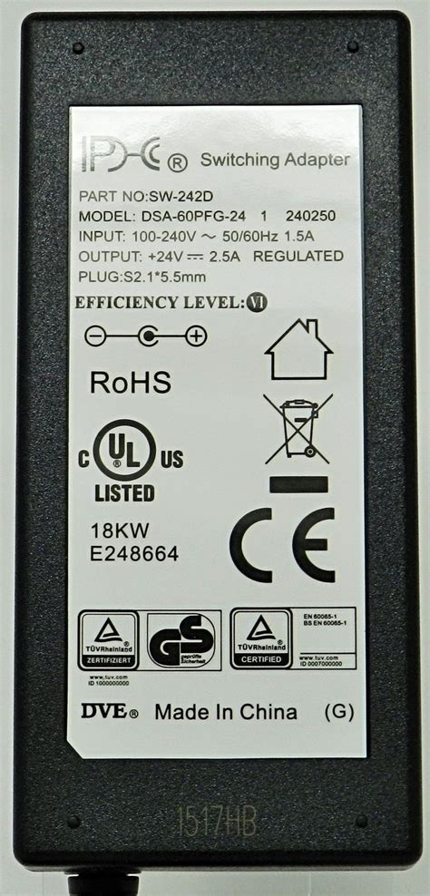 Ac Dc Switching Regulated Power Supply 24v Dc 2500ma 21 X 55mm