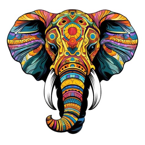 Elefante En Un Estilo De Arte Pop Psicod Lico De Colores Brillantes