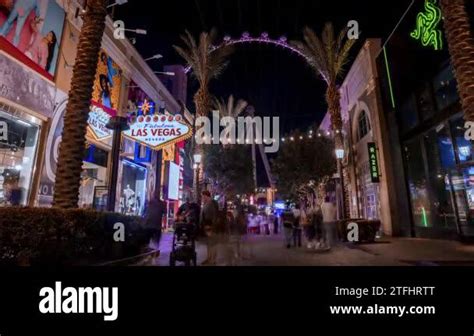 Timelapse Night View Of The Strip In The Center Of Las Vegas The High