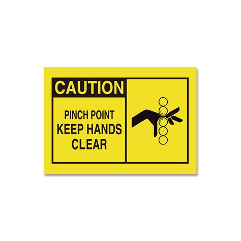 OSHA Warning Label CAUTION PINCH POINT KEEP HANDS CLEAR Self Adhesive