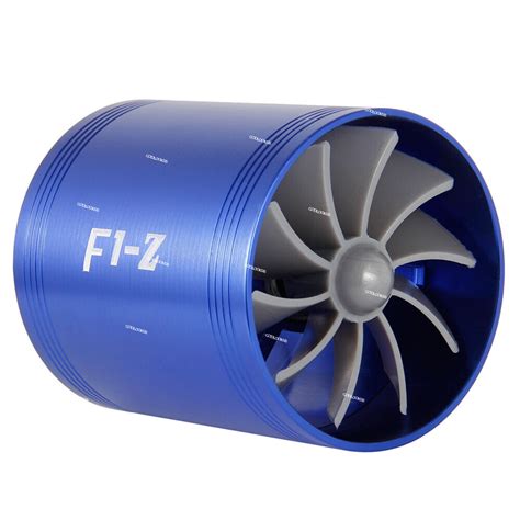 Blue Air Intake Turbonator Dual Fan Turbine Gas Fuel Saver Supercharger