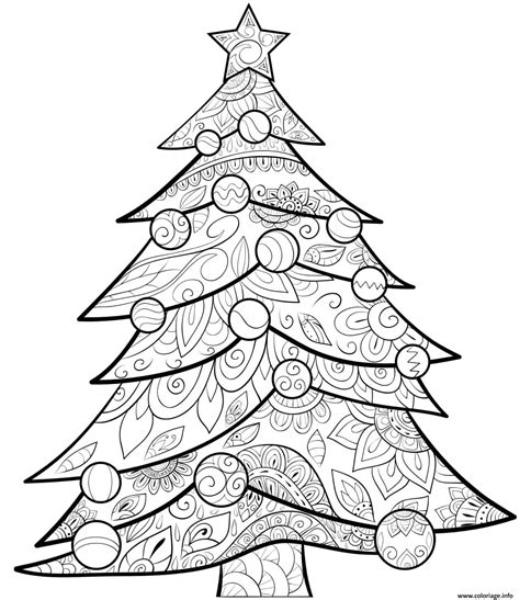 Coloriage Sapin De Noel Avec Des Boules De Noel Pour Adulte Zentangle