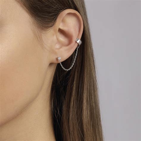 Orecchino Ear Cuff In Argento Con Catenina Mabina Gioielli