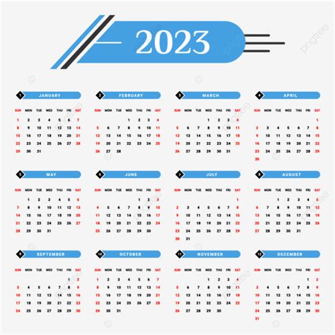 Gambar Kalender 2023 Dengan Gaya Geometris Biru Langit Dan Hitam Kalender Kalender 2023