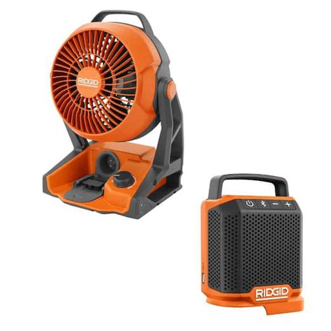 Ridgid V Cordless Tool Combo Kit With Hybrid Jobsite Fan And