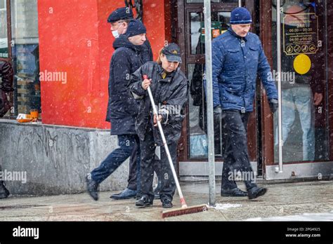 Russia, Moscow. People are seen in a city street Stock Photo - Alamy