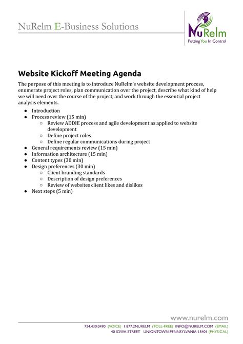 Meeting Agenda Email Template Pdf Template