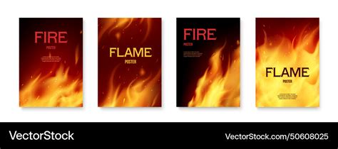 Fire posters set Royalty Free Vector Image - VectorStock