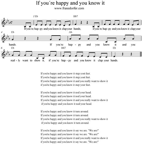 If You're Happy And You Know It Lyrics Printable - Printable Word Searches