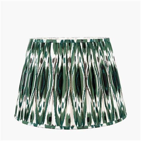 Izara Cm Racing Green Ikat Patterned Gathered Tapered Shade Zurleys