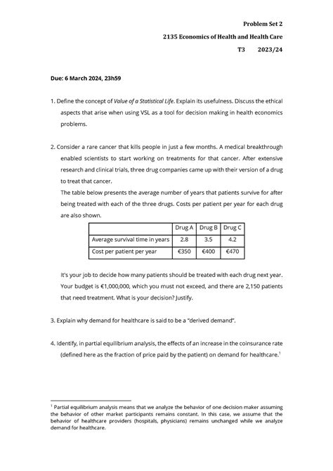 Problem Set 2 2024 Problem Set 2 2135 Economics Of Health And