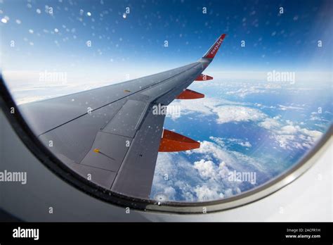 Looking Out Of A Plane Window Above England Stock Photo Alamy