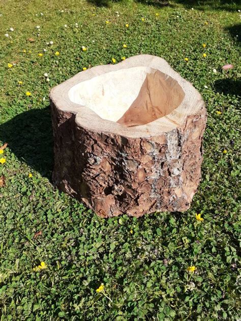 Large Handcrafted Rustic Wooden Log Planter Alpine Garden Etsy