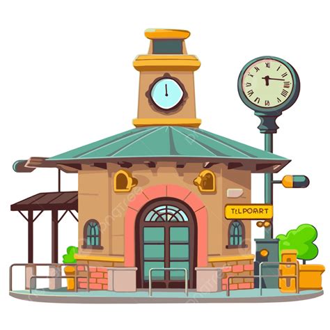 Estación De Imágenes Prediseñadas Ilustración De Dibujos Animados De Una Estación De Tren Local