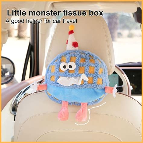 Plush Tissue Box For Car Cute Napkin Tissue Paper Holder Cartoon Car